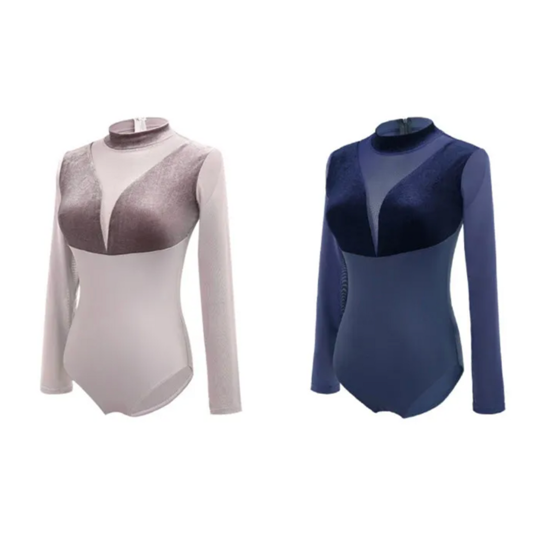 ベルベット　ハイネック長袖レオタード