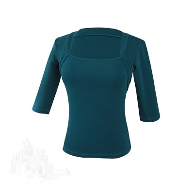 スクエアネック　5分袖トップス