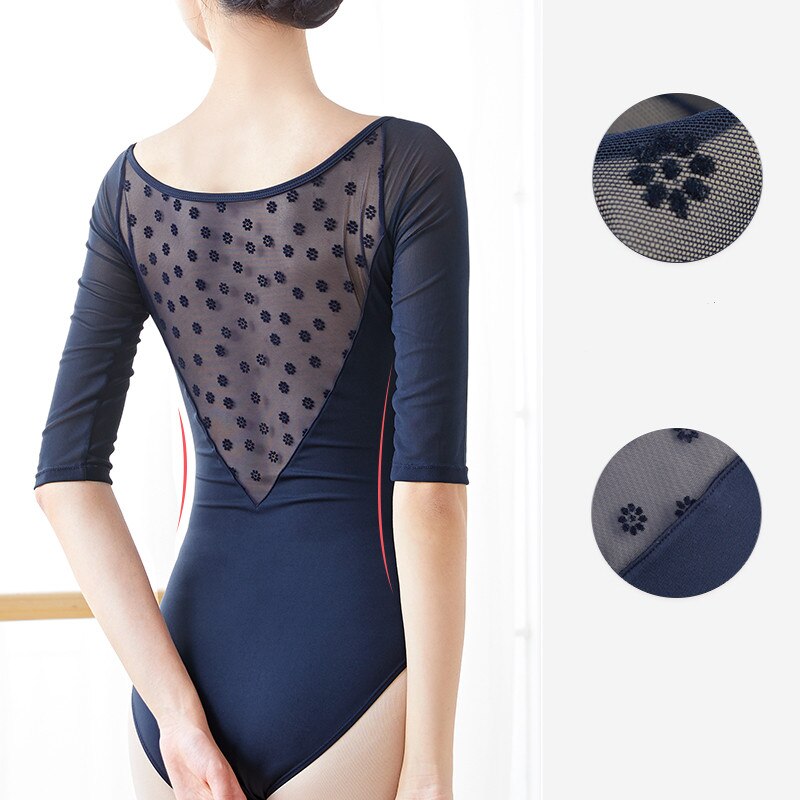 Flower Mesh 五分袖レオタード