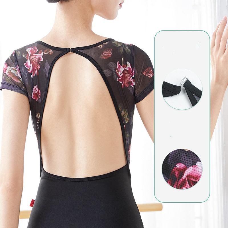 Floral Mesh 半袖レオタード