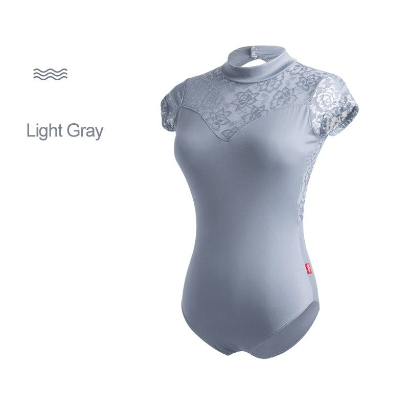 Lace ハイネック ショートスリーブレオタード