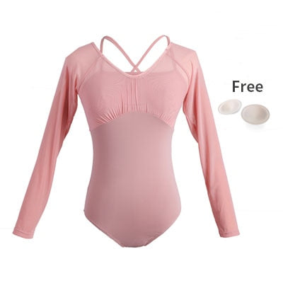 長袖　カップ付きレオタード